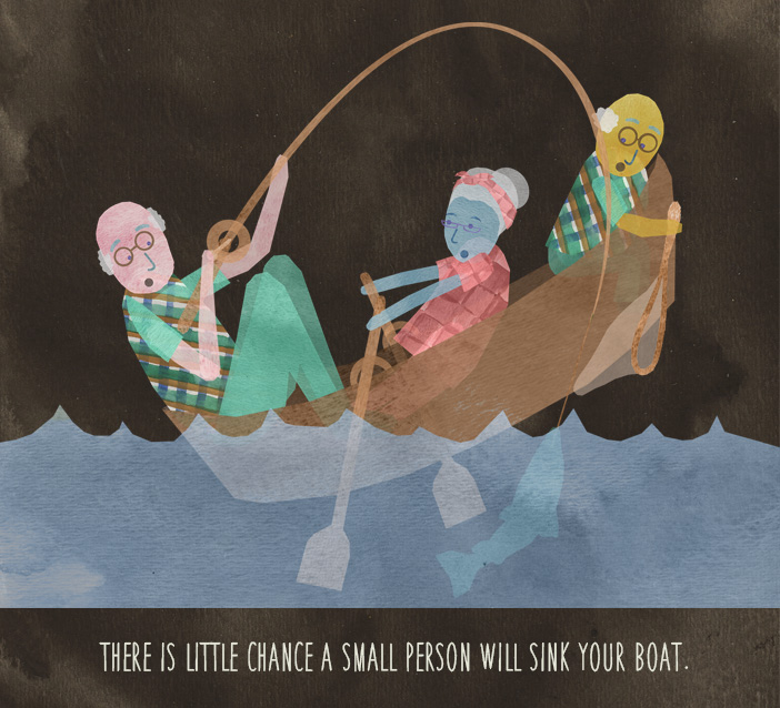 There is little chance a small person will sink your boat.